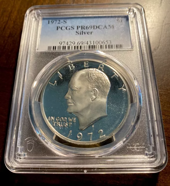 1972 S $1 Silver Ike Eisenhower Dollar Proof PCGS PR69DCAM Beautiful Coins!!!