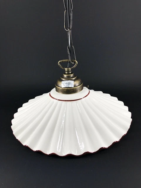 Paralume In Ceramica Piatto Per Lampadario - Diametro 38 Cm, Stile Rustico/country, Ricambio Per Lampade A Sospensione