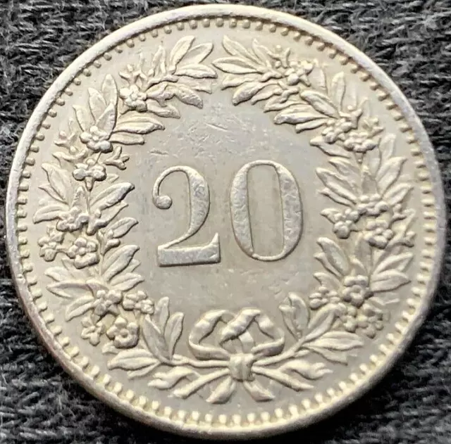 1970 Switzerland 20 Rappen Coin XF  Circulated  World Coin   #X187