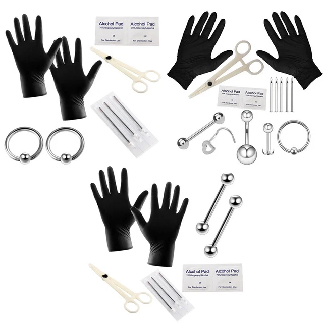 Kit piercing corpo con confezione ago naso setto pancia strumento piercing K$v