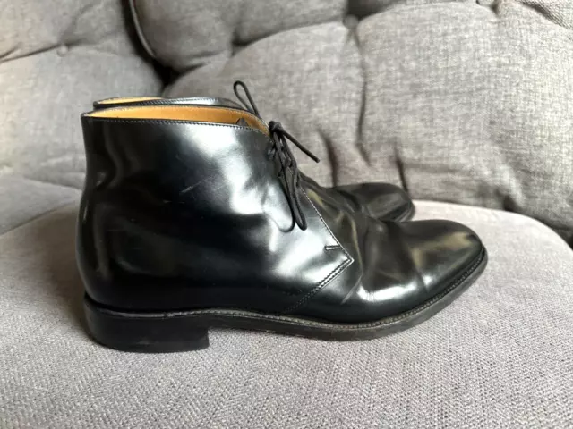 LOAKE BLACK LEATHER Chukka Boots Black UK Mens Size 8.5 Good