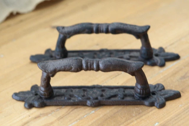 2 Cast Iron Antique Style Barn Handles Gate Pull Shed Door Handles Pulls Garden 2