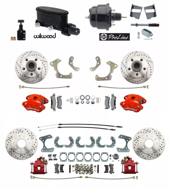 1958-68 Full Size Chevy Front Wilwood Disc Brake Kit, Red Rear Disc Brake Kit