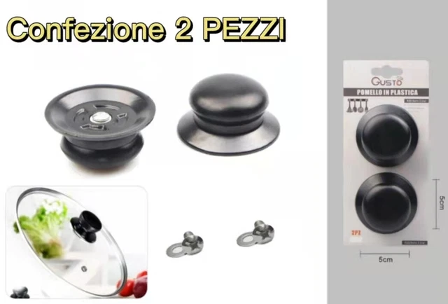 Set 4 Manopole Per Coperchio Pentola - Universali, In Bachelite Resistente Al Calore, Con Viti - Foto 2