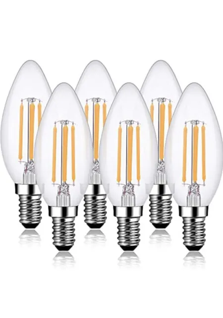E14 LED Kerzenlampen, C35 E14 Schraube dimmbar LED Kerzenlampen 4W Äquivalent - 6er-Pack