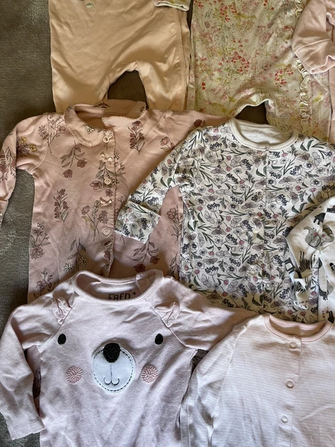 Baby girls age 0-3 months sleepsuit babygrow bundle inc next F&F & others 3
