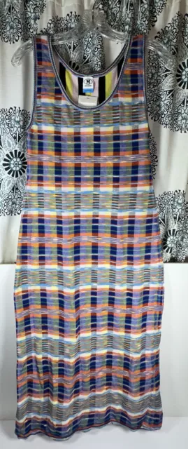 M Missoni Plaid Print Mesh Overlay Midi Tank Dress - Women's Size 40 NWT!