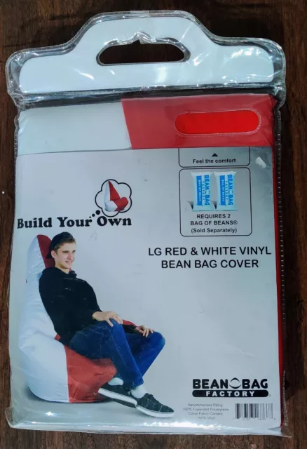 Bean Bag Factory | Large Single Seater Red & White Vinyl Cover | NEW(Open Box)