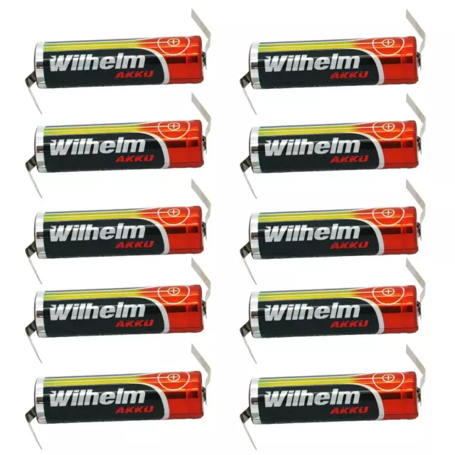 10 x Lithium Ionen Akku Wilhelm 3,7 V LÖTFAHNE Z Form 800 mAh Typ 14500 Li Ion A