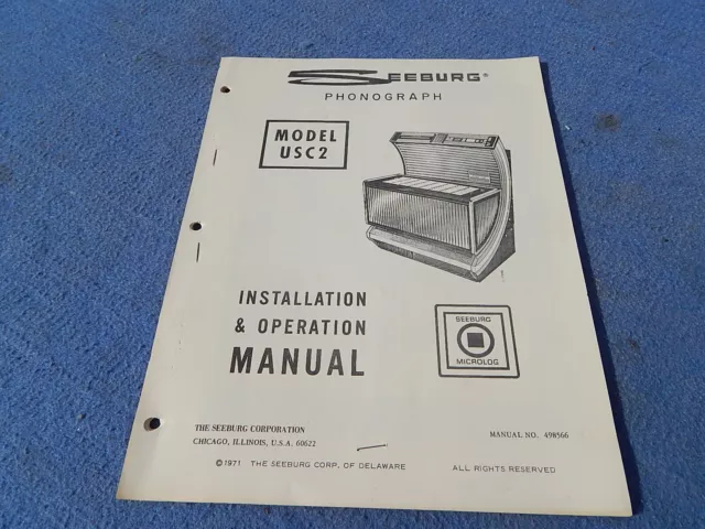 Seeburg USC2 Bandshell Firestar Installation & Operation Manual # 498566