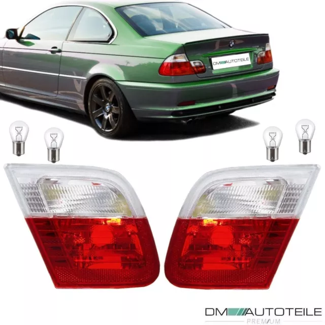 Rückleuchten SET innen Rot Weiss passend für BMW E46 Coupe Cabrio 99-03 + Birnen