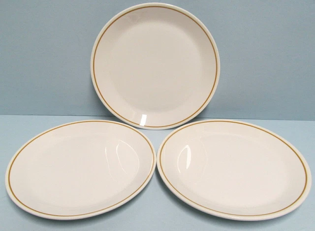 3 SYRACUSE CHINA SYRALITE Restaurant Ware White w/ Gold Band 8 1/4" Lunch Plate