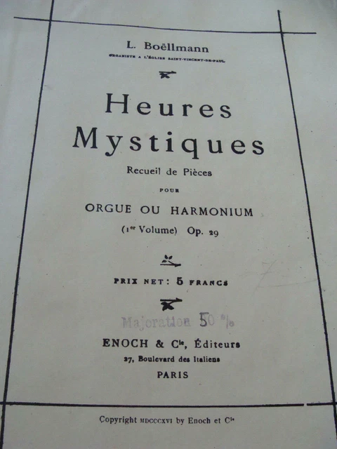 Recueuil De Partions  Orgue  Harmonium Heures Mystiques Boëllmann  Volume 1 1896 2