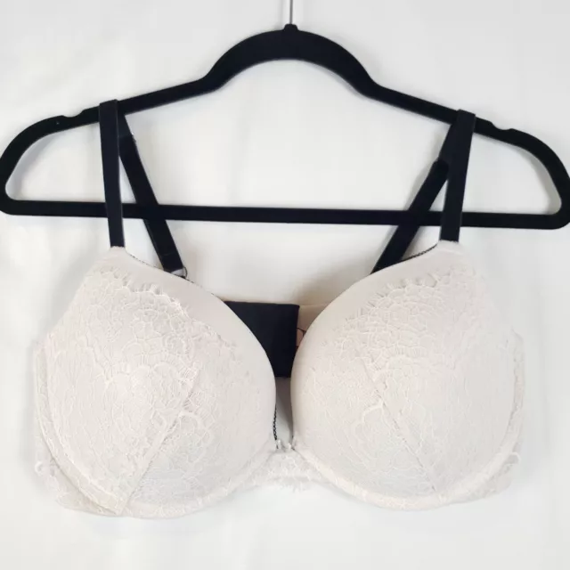 Victorias Secret Bra Dream Angels Push-Up 38D All Lace White w Black Trim