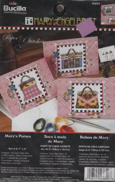 Nip!!! Counted Cross Stitch Kit Mary Engelbreit "Mary's Purses" Set Of 3