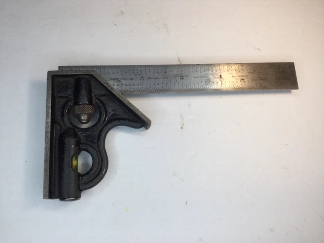 VTG Union Tool Co. 6” Combination Square Hardened No. 16 Grad. Orange, MASS NR!