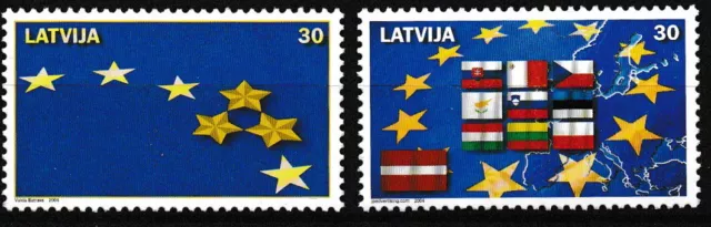 Lettland - Beitritt zur Europäischen Union Satz postfrisch 2004 Mi. 611-612