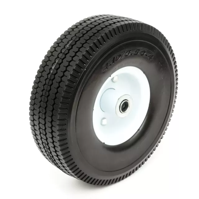 10" PU Tyre Metal Wheel 4.10/3.50-4 Solid Puncture Proof 16mm Bore Wheelbarrow