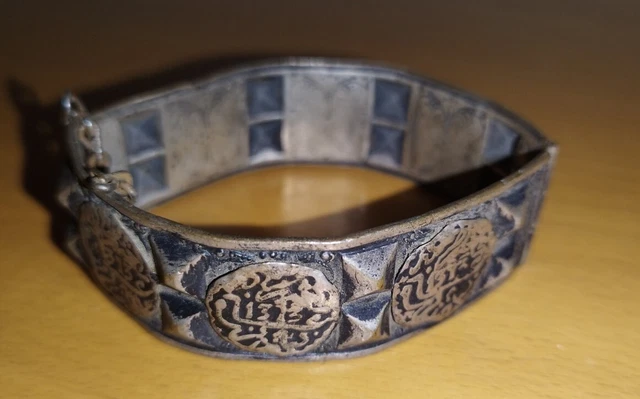 Pulsera Vintage Antiguo MARROQUÍ Marruecos Plata 1 Dirham Monedas 1895
