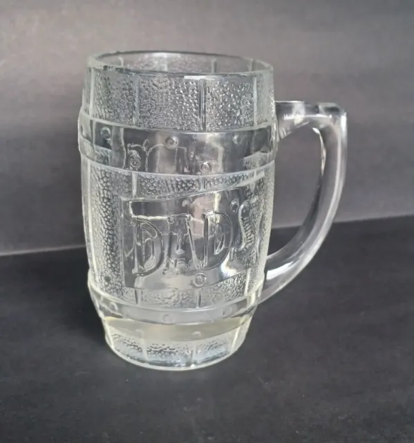 1950s Dad's Root Beer Pressed Heavy Glass Barrel Mug 5 1/4 in Tall Vintage