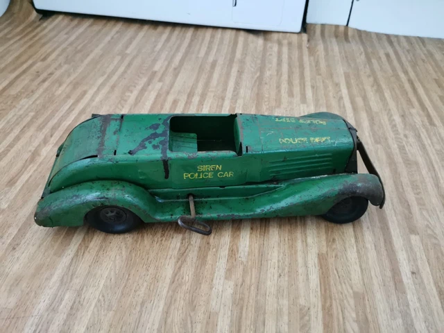 1930S MARX POLICE depot Siren Car Antique Early rare wind up toy $61.33