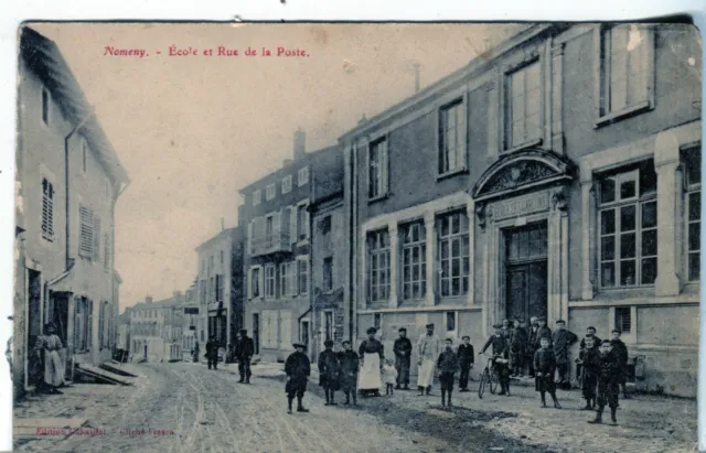 France Nomeny - Ecole et Rue de la Poste old postcard