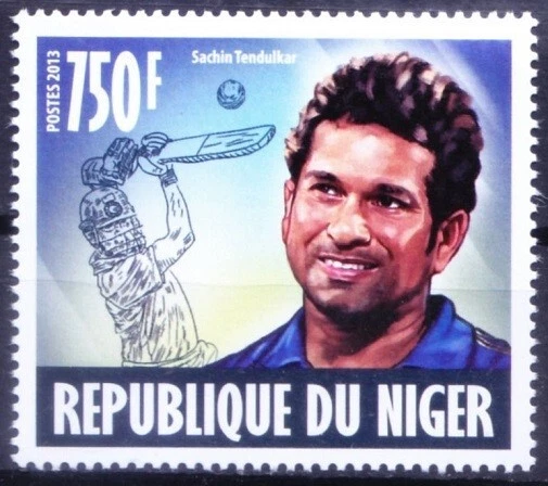 Niger 2013 MNH, Sachin Tendulkar India cricket Sports