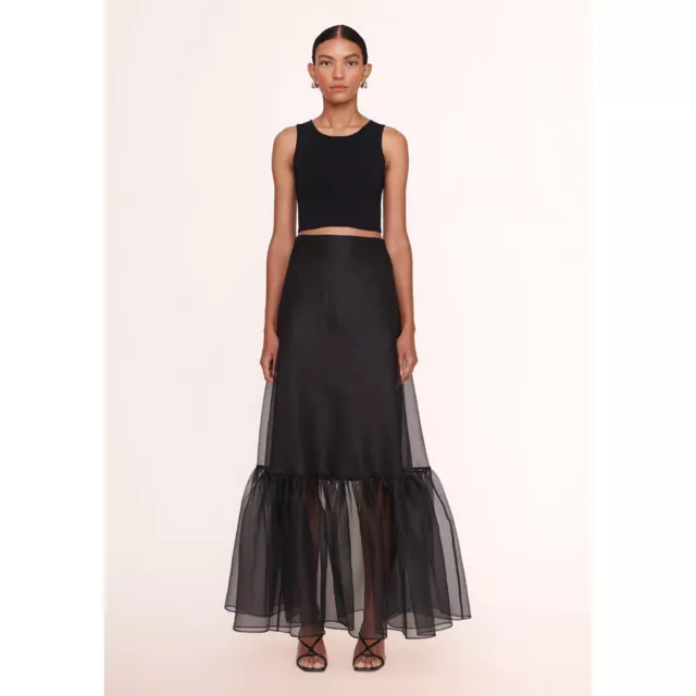 Staud Black Organza Semi-Sheer A-Line Maxi Skirt - NWT - Size 0