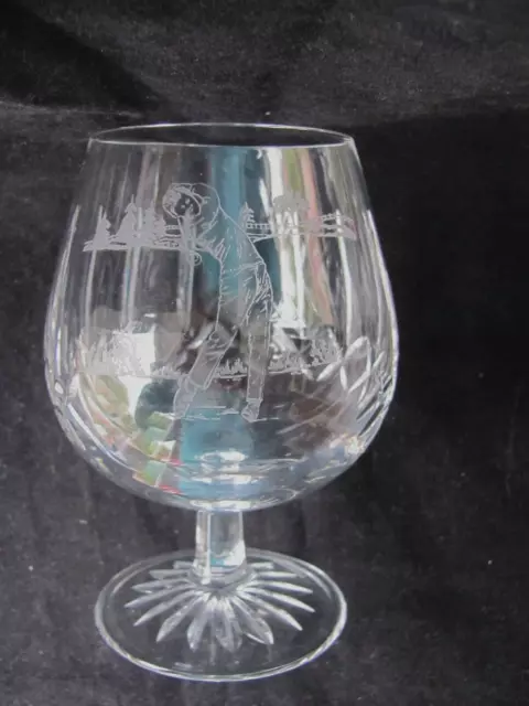 Edinburgh Crystal Brandy Glass Balloon with Etched Golfer and Trees ED128 Cut