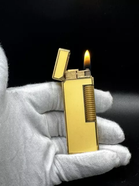 Dunhill Rollagas Lighter Gold Plated With Yellow Lacquer