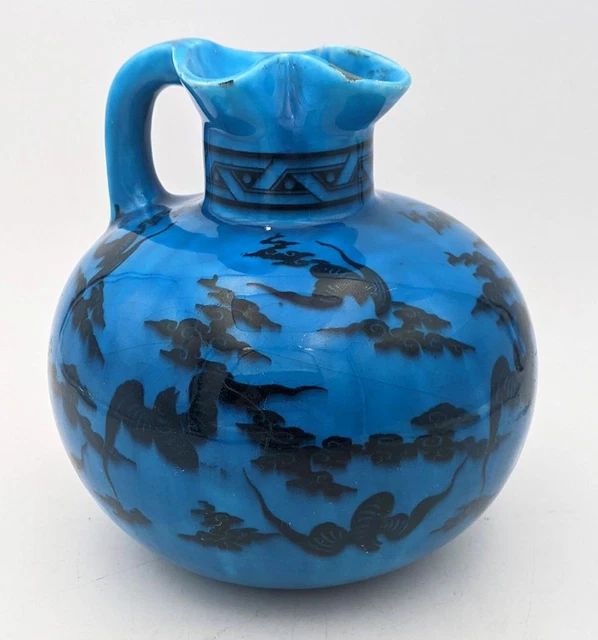 MINTON CHRISTOPHER DRESSER MANNER PERSIAN BLUE POTTERY PITCHER c1875