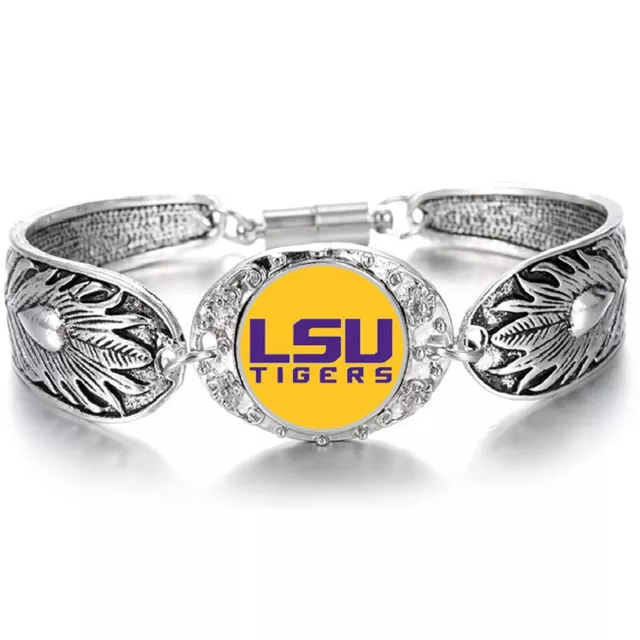 LSU Tigers Louisiana State Women's Sterling Silver Bracelet College Football D3