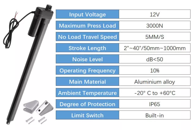 DC 12V 3000N Linear Actuator 2~40inch Electric Linear Motor for Door opener Fast 3