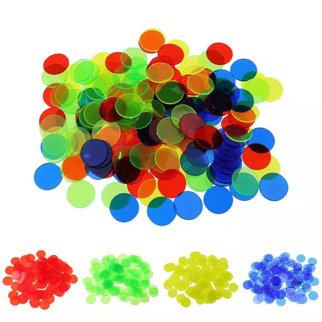 100Pcs 19mm Bingo Chips Transparent Color Counting Math Game Counters Markers AU