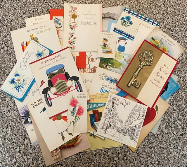 Vintage Lot of 27 1960s Greeting Cards ~ Mostly Graduation