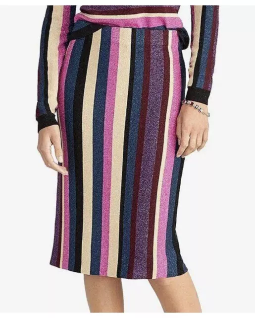 Rachel Roy Women’s Striped Metallic Pencil Skirt Size S New