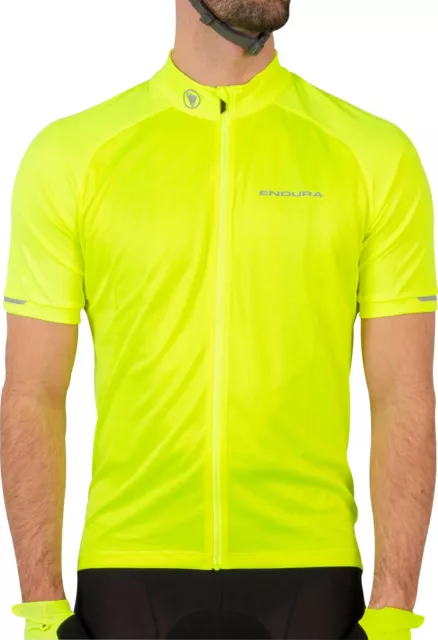 Endura Mens Xtract II Short Sleeve Cycling Jersey Tops Moisture Wicking - Yellow
