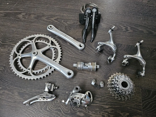 Groupeset Campagnolo Record 9 Vitesses - Carbone Et Titane - Occasion Bon état - Pour Vélo De Route Vintage