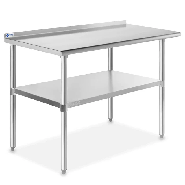 48 x 24 Inch NSF Stainless Steel Prep Table w/ Backsplash