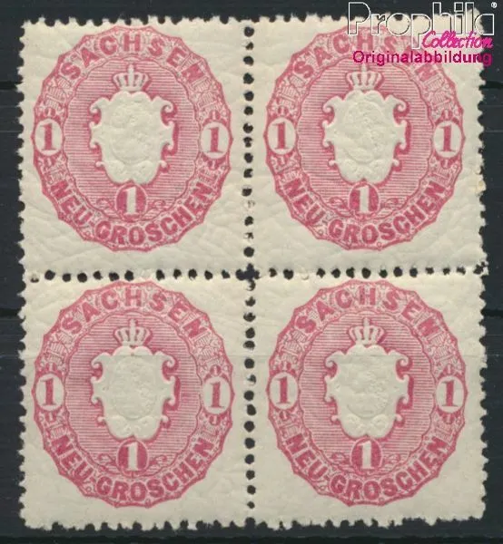 Briefmarken Sachsen 1863 Mi 16a Viererblock postfrisch(8894147