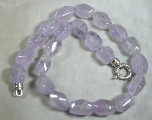 TOLLE DESIGN HALSKETTE MIT GROßEN AMETHYST EDELSTEINEN UND 925 SILBER SCHLIEßE