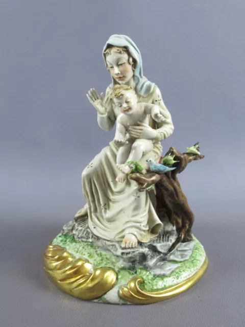 Antike Statue Capodimonte Madonna Mit Kind Keramik Skulptur Jahre ‘60