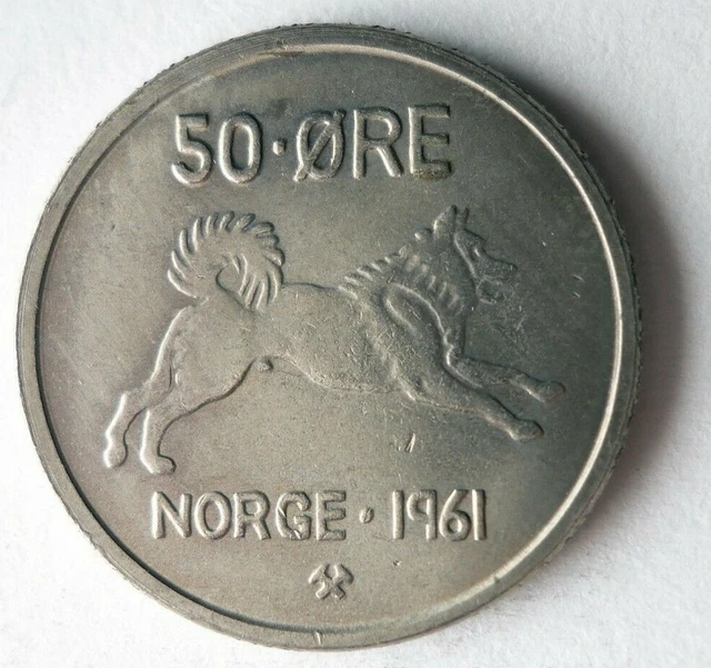 1961 NORWAY 50 ORE - Excellent Collectible Coin - FREE SHIP - Bin #117