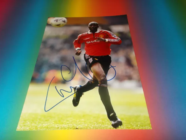 Andy Cole Manchester United firmato autografo autografo firmato su foto 20x28
