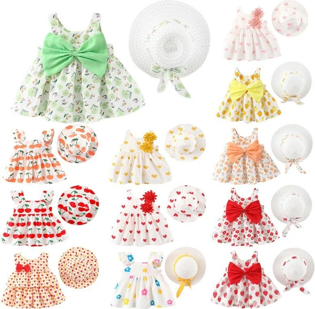 Set abito cappello principessa cinturino senza maniche per bambine