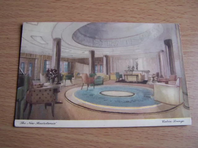 Vintage Ship Postcard The New Mauretania Cabin Lounge Cruise