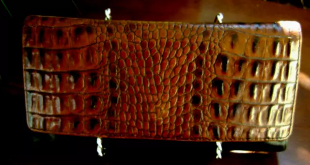 Brahmin EUC Tuscan Cordelia Checkbook Wallet Melbourne Crocodile Embsd Leather