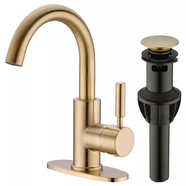 Bathroom Brass Basin Mixer Taps Swivel Spout Sink Faucet Black/Brushed Gold UK