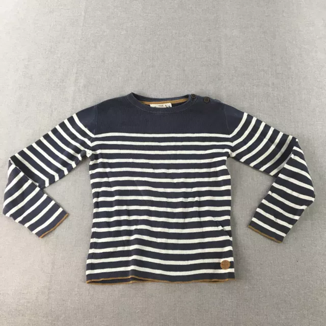 H&M Kids Boys Knit Sweater Size 8 - 10 Years Blue Striped Crew Neck Jumper