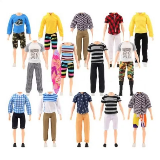 Boy Doll Clothes Pants Casual Suit with Mini Glasses Bike Toy Pretend Play Set